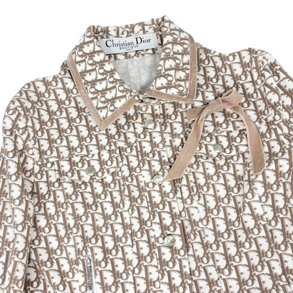 Christian Dior Vintage Trotter Monogram Jacket #42 Beige Cotton Ribbon [106398] - Picture 5 of 13